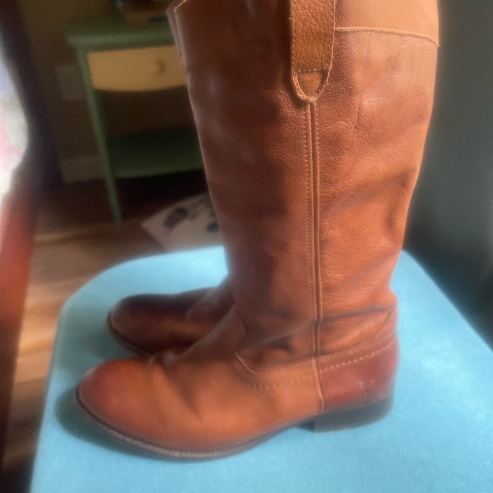 Frye Melissa  leather riding boots, cognac, size 8 - Picture 3 of 13